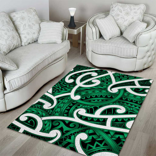 Aotearoa Maori Kowhaiwhai Area Rug Kakariki Puhoro and Patiki