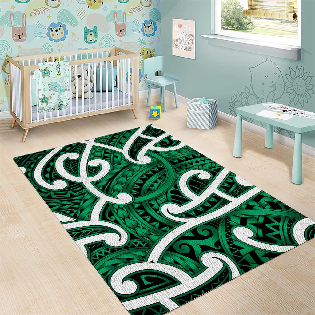 Aotearoa Maori Kowhaiwhai Area Rug Kakariki Puhoro and Patiki