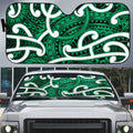 Aotearoa Maori Kowhaiwhai Auto Sun Shade Kakariki Puhoro and Patiki