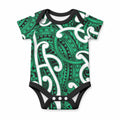 Aotearoa Maori Kowhaiwhai Baby Onesie Kakariki Puhoro and Patiki