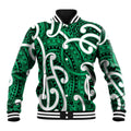 Aotearoa Maori Kowhaiwhai Baseball Jacket Kakariki Puhoro and Patiki