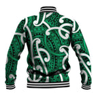 Aotearoa Maori Kowhaiwhai Baseball Jacket Kakariki Puhoro and Patiki