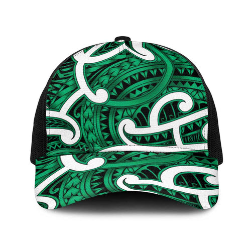 Aotearoa Maori Kowhaiwhai Baseball Net Cap Kakariki Puhoro and Patiki
