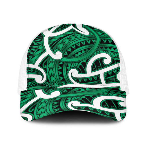Aotearoa Maori Kowhaiwhai Baseball Net Cap Kakariki Puhoro and Patiki