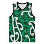 Aotearoa Maori Kowhaiwhai Basketball Jersey Kakariki Puhoro and Patiki