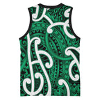 Aotearoa Maori Kowhaiwhai Basketball Jersey Kakariki Puhoro and Patiki