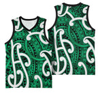 Aotearoa Maori Kowhaiwhai Basketball Jersey Kakariki Puhoro and Patiki