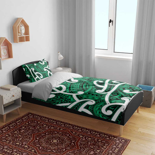 Aotearoa Maori Kowhaiwhai Bedding Set Kakariki Puhoro and Patiki
