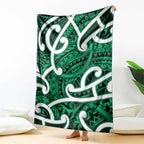 Aotearoa Maori Kowhaiwhai Blanket Kakariki Puhoro and Patiki