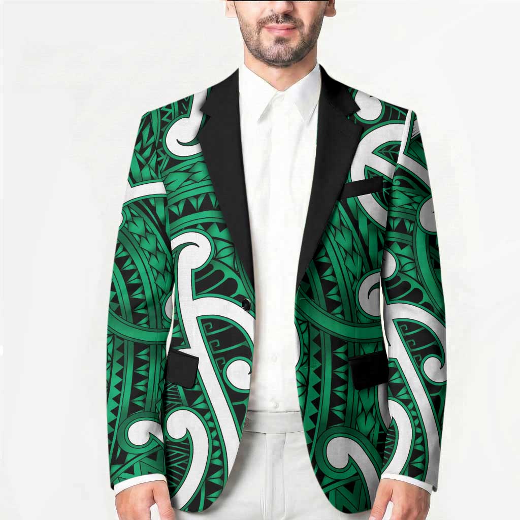 Aotearoa Maori Kowhaiwhai Blazer Kakariki Puhoro and Patiki