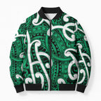Aotearoa Maori Kowhaiwhai Bomber Puffer Jacket Kakariki Puhoro and Patiki