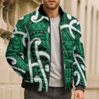 Aotearoa Maori Kowhaiwhai Bomber Puffer Jacket Kakariki Puhoro and Patiki