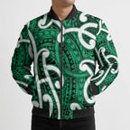 Aotearoa Maori Kowhaiwhai Bomber Puffer Jacket Kakariki Puhoro and Patiki
