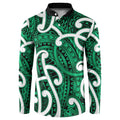 Aotearoa Maori Kowhaiwhai Button Sweatshirt Kakariki Puhoro and Patiki