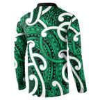 Aotearoa Maori Kowhaiwhai Button Sweatshirt Kakariki Puhoro and Patiki