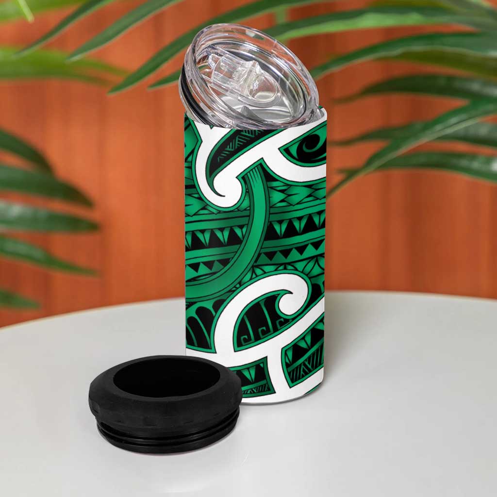 Aotearoa Maori Kowhaiwhai 4 in 1 Can Cooler Tumbler Kakariki Puhoro and Patiki