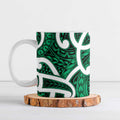Aotearoa Maori Kowhaiwhai Ceramic Mug Kakariki Puhoro and Patiki