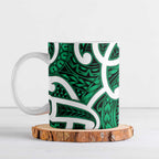 Aotearoa Maori Kowhaiwhai Ceramic Mug Kakariki Puhoro and Patiki
