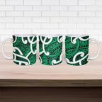 Aotearoa Maori Kowhaiwhai Ceramic Mug Kakariki Puhoro and Patiki