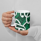 Aotearoa Maori Kowhaiwhai Ceramic Mug Kakariki Puhoro and Patiki