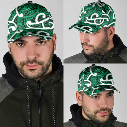 Aotearoa Maori Kowhaiwhai Classic Cap Kakariki Puhoro and Patiki
