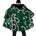 Aotearoa Maori Kowhaiwhai Cloak Kakariki Puhoro and Patiki