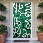 Aotearoa Maori Kowhaiwhai Door Cover Kakariki Puhoro and Patiki