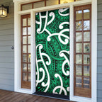 Aotearoa Maori Kowhaiwhai Door Cover Kakariki Puhoro and Patiki