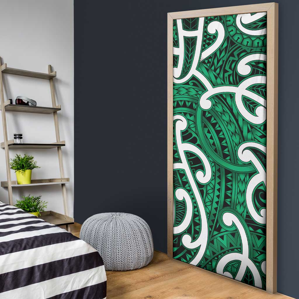 Aotearoa Maori Kowhaiwhai Door Cover Kakariki Puhoro and Patiki