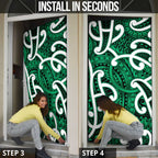 Aotearoa Maori Kowhaiwhai Door Cover Kakariki Puhoro and Patiki