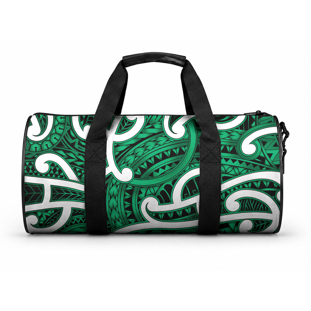 Aotearoa Maori Kowhaiwhai Duffle Bag Kakariki Puhoro and Patiki