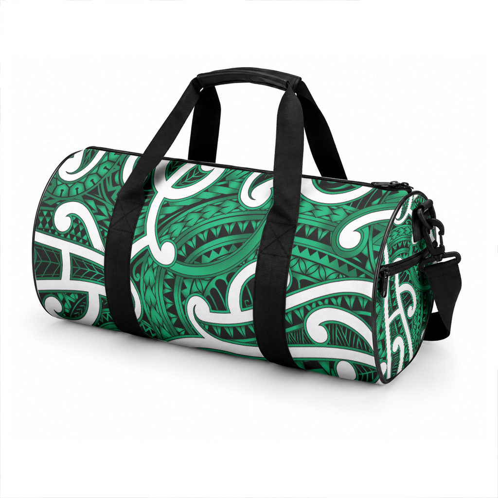 Aotearoa Maori Kowhaiwhai Duffle Bag Kakariki Puhoro and Patiki