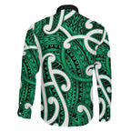 Aotearoa Maori Kowhaiwhai Family Matching Mermaid Dress and Hawaiian Shirt Kakariki Puhoro and Patiki