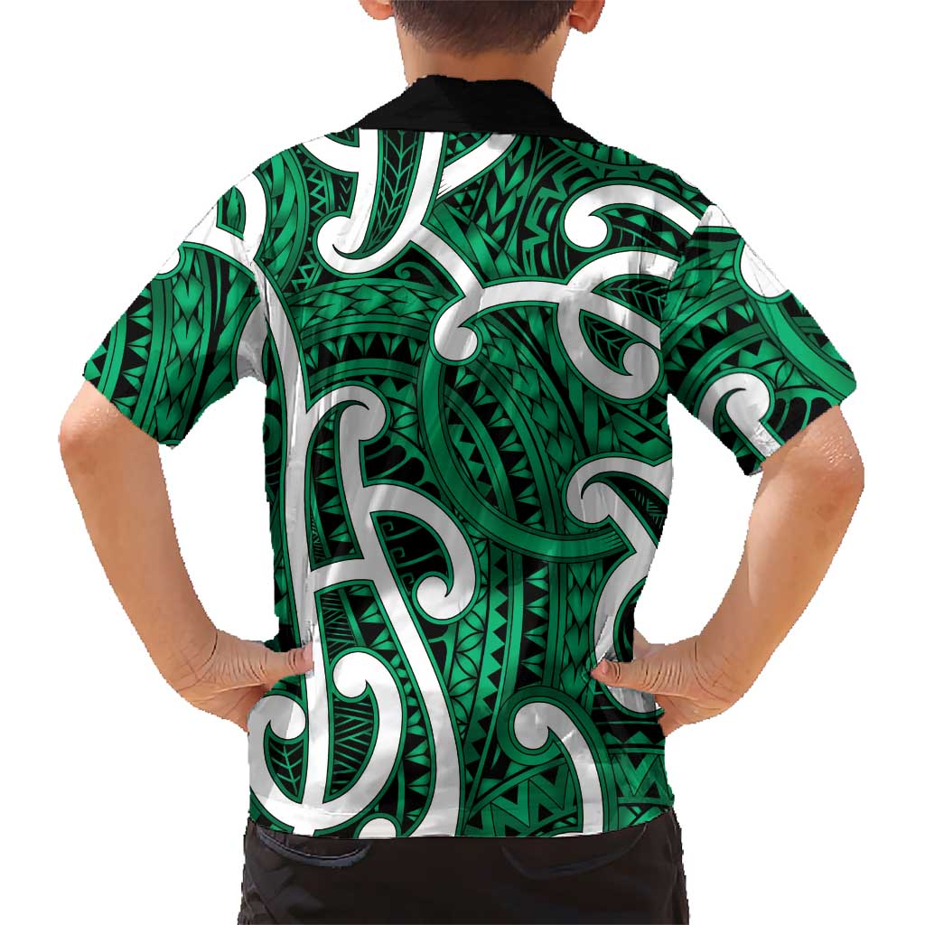 Aotearoa Maori Kowhaiwhai Family Matching Summer Maxi Dress and Hawaiian Shirt Kakariki Puhoro and Patiki