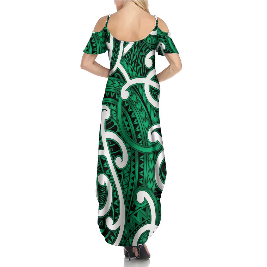 Aotearoa Maori Kowhaiwhai Family Matching Summer Maxi Dress and Hawaiian Shirt Kakariki Puhoro and Patiki