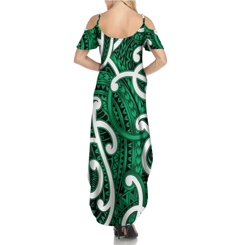 Aotearoa Maori Kowhaiwhai Family Matching Summer Maxi Dress and Hawaiian Shirt Kakariki Puhoro and Patiki
