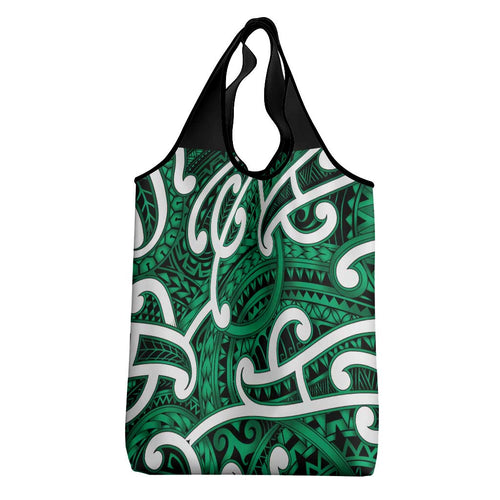 Aotearoa Maori Kowhaiwhai Grocery Bag Kakariki Puhoro and Patiki