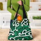 Aotearoa Maori Kowhaiwhai Grocery Bag Kakariki Puhoro and Patiki