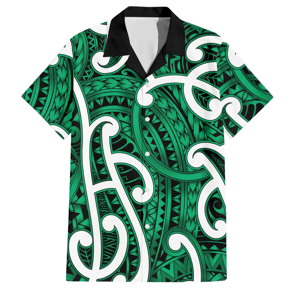 Aotearoa Maori Kowhaiwhai Hawaiian Shirt Kakariki Puhoro and Patiki