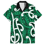 Aotearoa Maori Kowhaiwhai Hawaiian Shirt Kakariki Puhoro and Patiki