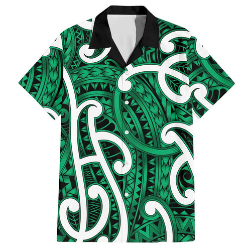 Aotearoa Maori Kowhaiwhai Hawaiian Shirt Kakariki Puhoro and Patiki