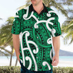 Aotearoa Maori Kowhaiwhai Hawaiian Shirt Kakariki Puhoro and Patiki