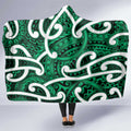 Aotearoa Maori Kowhaiwhai Hooded Blanket Kakariki Puhoro and Patiki