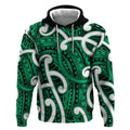 Aotearoa Maori Kowhaiwhai Hoodie Kakariki Puhoro and Patiki