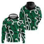Aotearoa Maori Kowhaiwhai Hoodie Kakariki Puhoro and Patiki