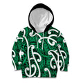 Aotearoa Maori Kowhaiwhai Kid Hoodie Kakariki Puhoro and Patiki