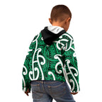 Aotearoa Maori Kowhaiwhai Kid Hoodie Kakariki Puhoro and Patiki