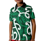 Aotearoa Maori Kowhaiwhai Kid Polo Shirt Kakariki Puhoro and Patiki