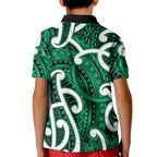 Aotearoa Maori Kowhaiwhai Kid Polo Shirt Kakariki Puhoro and Patiki