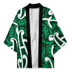 Aotearoa Maori Kowhaiwhai Kimono Kakariki Puhoro and Patiki